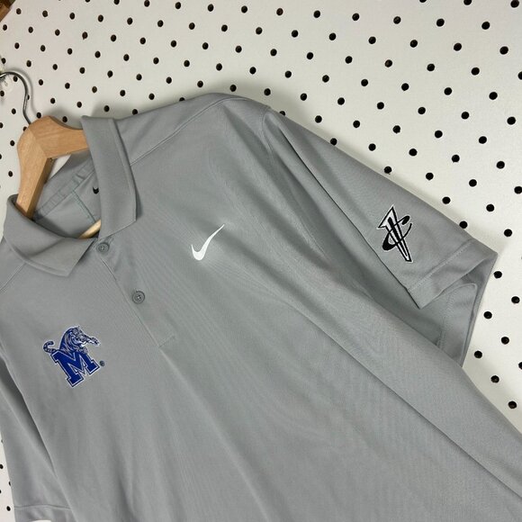 Nike 1 Cent Memphis Tiger Polo Large Gray Basketball Coach Swoosh Penny Hardaway - Picture 2 of 6